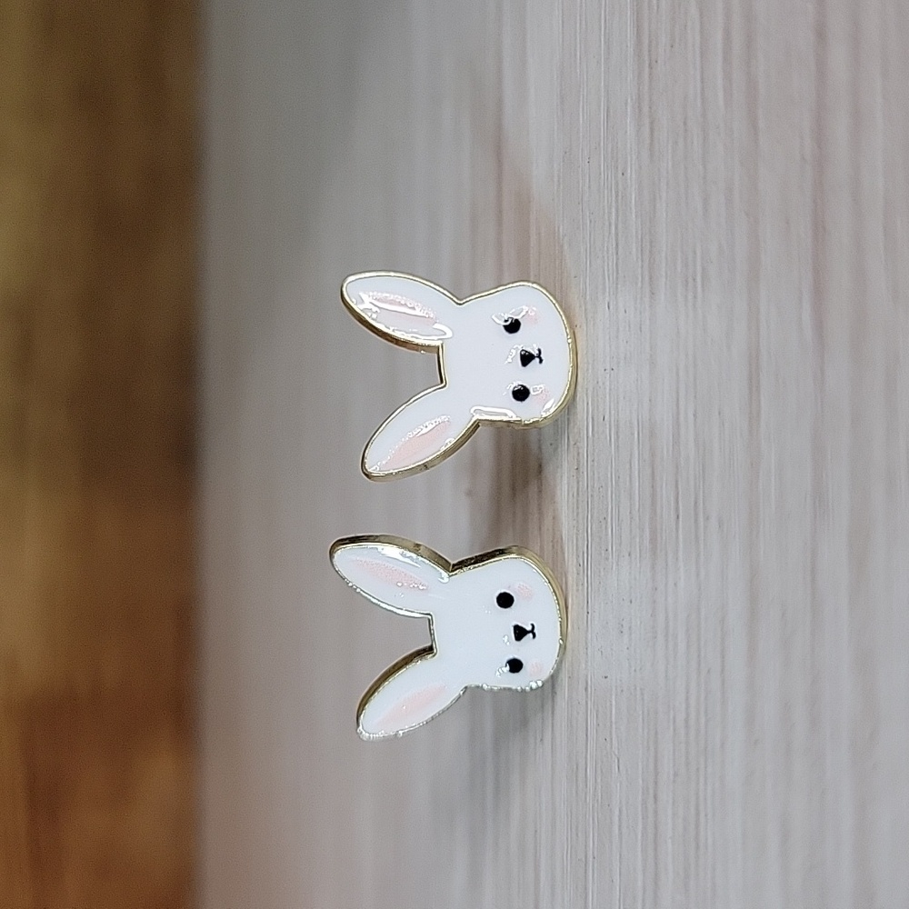 Adorable White Bunny Earrings, 925 Posts